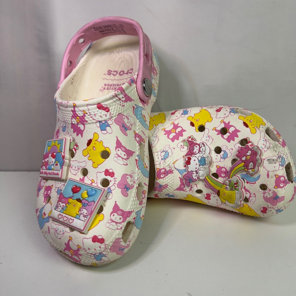 Crocs Hello Kitty and Friends Classic Clog 2026 Kids J3 White Pink Sanrio 212635